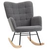 HOMCOM Wingback Rocking Chair with Wooden Base, Fleece Glider Rocker for Nursing, Modern Armchair - Dark Grey