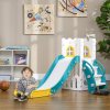 AIYAPLAY Kids Slide, 4 in 1 Toddler Slide with Basketball Hoop, Climber, Telescope, Storage Basket, Indoor Slide for 1-3 Years, Yellow