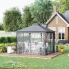 Outsunny 3 x 3m Garden Gazebo Patio Party Tent Shelter Outdoor Canopy Double Tier Sun Shade with Metal Frame and Netting, Light Grey