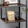 HOMCOM 6 Tier Bookcase, Industrial Display Shelf, Standing Storage Shelf, 34x83x180cm for Study, Office, Living Room, Bedroom, Rustic Brown and Black