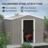 Outsunny 7.7 x 5.7ft Metal Garden Shed, Galvanised Outdoor Tool Storage House with Ventilation Slots and Sliding Doors, Light Grey
