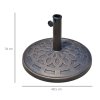 Outsunny 14 kg Round Garden Parasol Base Holder Decorative Resin Umbrella Stand with Adjustable Coupler for Outdoor Patio Market, Bronze Tone