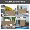 Outsunny Retractable Side Awning, Garden Privacy Screen Divider, Full Cassette Wind Breaker for Hot Tub, Balcony, Terrace, Pool, 400 x 180cm, Khaki