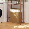 HOMCOM Double Laundry Basket with Lid, 100L Bamboo Laundry Hamper with Rope Handles, Washing Basket with Removable Liner for Bathroom, Bedroom