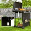 Outsunny 4+1 Burner Gas BBQ Grill, Portable Gas Barbecue Grill with Built-in Thermometer, Lid, Side Table, Shelf, Spice Rack, Wheels, Grease Cup for Garden Party Outdoor Cooking, Black