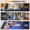 SPORTNOW 9FT Folding Table Tennis Table, Portable Full-Size Ping Pong Table w/ 8 Wheels, 2 Bats, 3 Balls, Quick Set-Up Indoor Game Table - Blue
