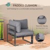 Outsunny 5 Piece Garden Aluminium Conversation Sofa Set Patio Furniture Set Outdoor 2 Sofas 2 Footstools End Table with Cushions