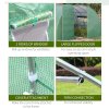 Outsunny Large Polytunnel Walk In Greenhouse, Plant Gardening Tunnel Green House with Metal Hinged Door, Galvanised Steel Frame & Mesh Windows, Green (3 x 4 m)