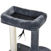 PawHut 100cm Cat Tree for Indoor Cats, Cat Tower Condo for Kittens with Cat House Sisal Scratching Posts, Hanging Ball Toys, Perches - Grey