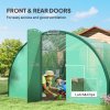 Outsunny 4 x 3(m) Walk-in Polytunnel Greenhouse with Upgraded Structure, 2 Hinged Doors, 8 Mesh Windows, Tunnel Warm House Tent with UV-resistant PE Cover, Green