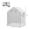 Outsunny Walk-in Greenhouse Cover Replacement with Roll-up Door and Mesh Windows, Reinforced PE Hot House Cover, COVER ONLY, 140 x 143 x 190cm, White