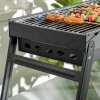 Outsunny Portable Charcoal Grill with Pull-Out Charcoal Basin, Folding Tabletop Barbecue, Compact Camping BBQ, Galvanised Metal, 73 x 31 x 38 cm, Black