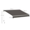 Outsunny 3 x 2m Manual Window Awning Canopy Garden Outdoor Shelter Patio Sun Shade UV Blocker Light Weight Aluminium Frame w/ Hand Crank Grey