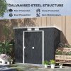 Outsunny 7 x 4ft Lean to Garden Shed with Foundation Kit, Double Door and Vents, Outdoor Metal Storage Shed for Equipment Tools, Dark Grey