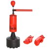 HOMCOM 155-205cm 3-IN-1 Freestanding Boxing Punching Bag Stand, Boxing Speed Trainer with Rotating Flexible Arm, Speed Ball, Fillable Base, Red