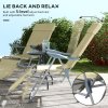 Outsunny Outdoor Sun Lounger Set of 2, Reclining Garden Chairs with Adjustable Footrest, 2 Pieces Recliner with 5-level Adjustable Backrest, Headrest, Beige