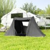 Outsunny 3 Man Camping Tent with Living Area and 2 Bedrooms, 3000mm Waterproof Family Tent with Sewn-in Groundsheet, Portable Dome Tent with Bag for Hiking, Festival, Backpacking, Drak Grey