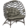 Outsunny Egg Chair Outdoor, 2 Seater Folding Weave Garden Furniture Chair with Cushion, Cup Pockets for Patio Balcony - Sand Brown