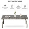 Outsunny Rattan Coffee Table, Patio Wicker Table with All-Weather Material for Garden, Balcony, Backyard, Grey
