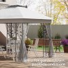 Outsunny 3(m) x 3(m) Garden Gazebo, Double Roof Outdoor Gazebo Canopy Shelter with Netting, Solid Steel Frame, for Garden, Lawn and Deck, Light Grey