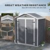 Outsunny 6 x 4.5FT Plastic Garden Shed with Floor, Lockable Tool Storage House with Window, Vent and Plastic Roof, Grey