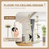 PawHut Floor to Ceiling Cat Tree for Indoor Cats, 6-Tier Play Tower Climbing Activity Center with Scratching Post, Platforms, Bed, Hammock, Adjustable Height 230-250cm, Beige