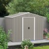 Outsunny 7.7 x 5.7ft Metal Garden Shed, Galvanised Outdoor Tool Storage House with Ventilation Slots and Sliding Doors, Light Grey