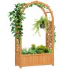 Outsunny Wooden Raised Garden Bed with Arch Trellis, Fabric Liner, Garden Planter Box with Drainage Holes, Trellis Planter for Vine Climbing Plants, Flowers, Herbs, Vegetables, 83 x 36 x 145 cm