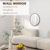 HOMCOM Circle Wall Mirror, 61 cm Round Bathroom Mirror for Living Room, Bedroom, Hallway, Black