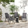 Outsunny Set of 4 Folding Garden Chairs, Metal Frame Garden Chairs Outdoor Patio Park Dining Seat with Breathable Mesh Seat, Charcoal Grey