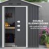 Outsunny 6.5 x 3.5ft Metal Garden Shed, Outdoor Storage Shed for Tool Organization with Double Sliding Doors and 4 Vents for Garden, Patio, Dark Grey