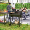 Outsunny Trolley Charcoal BBQ Barbecue Grill Cooker with 3-Level Adjustable Height Grill Nets, Patio Outdoor Garden Heating Heat Smoker with Wheels, 90 x 45 x 96 cm, Black