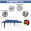 Outsunny Pop Up Gazebo 3 x 6m, Foldable Canopy Tent, Height Adjustable Wedding Awning Canopy w/ Carrying Bag, Blue