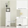 HOMCOM Small Bathroom Storage Cabinet, Freestanding Toilet Roll Holder, Slim Bathroom Cabinet with Adjustable Shelf for Small Spaces, White