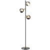 HOMCOM 3-Light Floor Lamp for Living Room with Glass Global Lampshade, Modern Standing Lamp for Bedroom, Bulb not Included, Grey