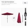Outsunny 3(m) Garden Parasol Umbrellas, Outdoor Sun Shade with 8 Ribs, Tilt and Crank Handle for Balcony, Bench, Garden, Wine Red