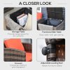 Outsunny 6 Pieces Rattan Garden Furniture Set, 7 Seater Wicker Outdoor Furniture Set with Storage Tea Table & Side Table, Sectional Garden Sofa Set with Cushions, Orange