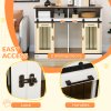 PawHut Dog Crate Furniture for Small and Large Dogs w/ Movable Divider, Dog Cage End Table with Shelves, Sliding Doors, 120 x 60 x 88.5cm, White