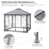 Outsunny 3 x 3m Garden Gazebo Patio Party Tent Shelter Outdoor Canopy Double Tier Sun Shade with Metal Frame and Netting, Light Grey