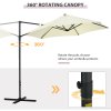 Outsunny 2.5M Garden Cantilever Parasol, Offset Roma Patio Umbrella Hanging Sun Shade Canopy Shelter with 360 Rotation and Cross Base, Beige