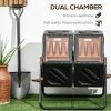 Outsunny Dual Chamber Garden Compost Bin, 130L Rotating Composter, Compost Maker with Ventilation Openings and Steel Legs, Dark Brown and Black