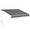 Outsunny 4x2.5m Retractable Manual Awning Window Door Sun Shade Canopy with Fittings and Crank Handle