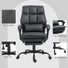 HOMCOM Executive Office Chair with Footrest, PU Leather High Back Desk Chair with Lumbar Support, Swivel Computer Chair with Adjustable Height and Padding Armrests, Black