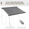 Outsunny 3.5 x 3 m Electric Awning with Remote Controller, Aluminium Frame DIY Retractable Awning, UV50+ Sun Shade Canopy for Garden Patio Deck Door Window, Grey