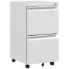 Vinsetto 2-Drawer Mobile Filing Cabinet, Steel Lockable File Cabinet for Letter, A4 and Legal Size, Pre-Assembled Body, White