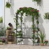 Outsunny Garden Metal Arch Bench Outdoor 2-Seater Chair, Patio Rose Trellis Arbour Pergola for Climbing Plant Vintage Classic Black 115L x 50W x 203H cm