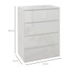 HOMCOM High Gloss Chest of Drawers, Modern 4 Drawer Dresser with Soft Closing Mechanism for Bedroom, White