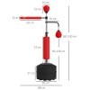 HOMCOM 3-in-1 Boxing Punching Bag Free Standing with 2 Speed Balls, 360 Degree Relax Bar, PU-Wrapped Boxing Bag and Fillable Base, 160-230cm Adjustable Height, Red