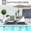 Outsunny PE Rattan Sun Loungers Set of 2, Five-level Adjustable Recliner Chairs w/ Soft Padded Cushion for Patio, Garden, Mixed Brown