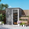 Outsunny 5 x 3ft Garden Storage Shed with Sliding Door and Sloped Roof, Lean to Outdoor Equipment Tool Shed for Garden, Light Grey